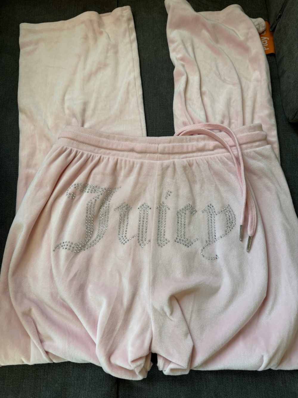 Juicy Couture Light Pink Velour Rhinestone Logo Sweatpants